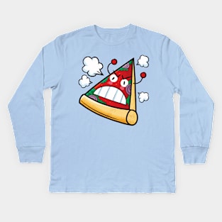 Red Angry Pizza Kids Long Sleeve T-Shirt